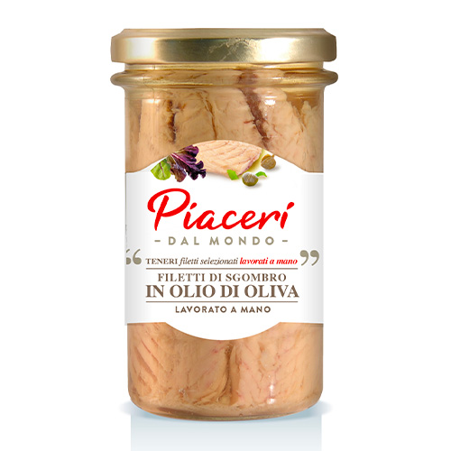 Mackerel fillets in olive oil