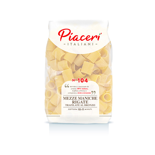 100% ltalian semolina Mezze maniche rigate
