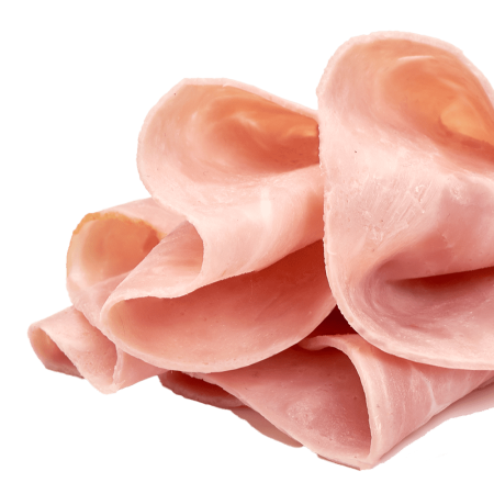 Cooked Ham, Turkey and Mortadella isolated