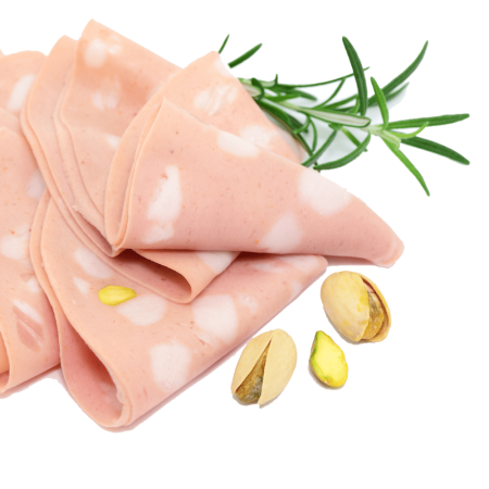 Cooked Ham, Turkey and Mortadella isolated
